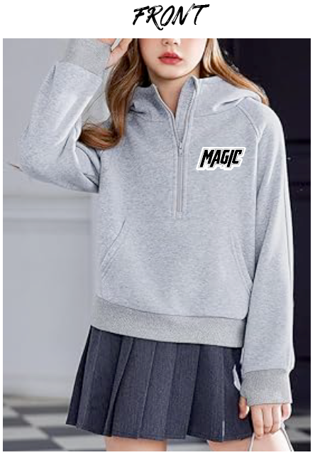 YOUTH MAGIC ATHLETICS 1/2 ZIP GREY HOODIE - MAGIC OF FAMILY