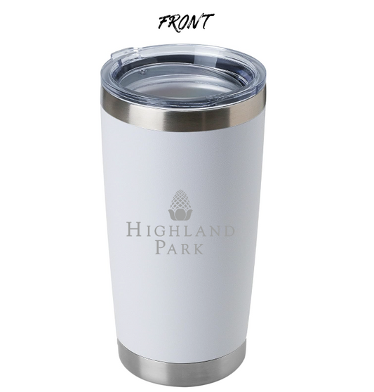 HIGHLAND PARK WHITE 20oz TUMBLER- laser customized